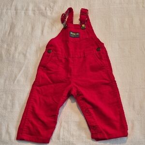 Vintage Oshkosh B'gosh 12 month red corduroy overalls, look new no swing tags